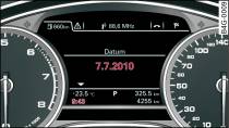 Instrument cluster: Time and date display